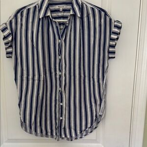 Madewell Navy and White Striped Shirt